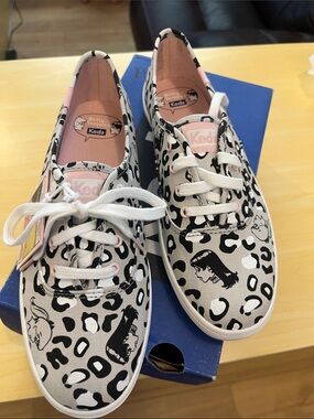 Keds womenBlack and White Betty & Veronica Leopard Print Sneakers